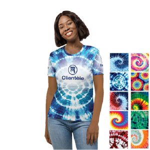 Ladies-Tie-Dye-Crew-Neck-T-shirt-with-Sublimation-Print | Promotional clothing