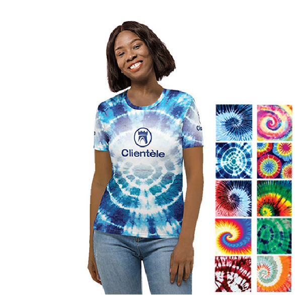 Ladies Tie Dye Crew Neck T-shirt with Sublimation Print