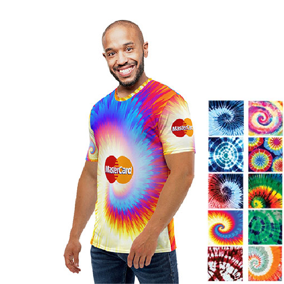 Mens Tie Dye Crew Neck T-shirt with Sublimation Print